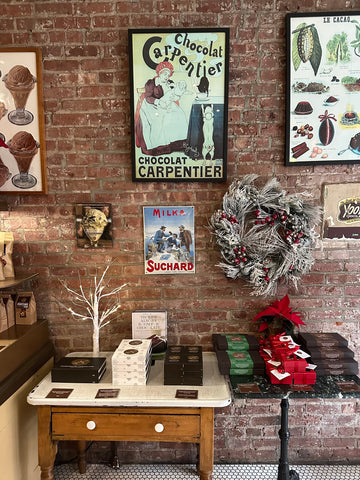 Interior photo of The Chocolate Room with festive holiday decor